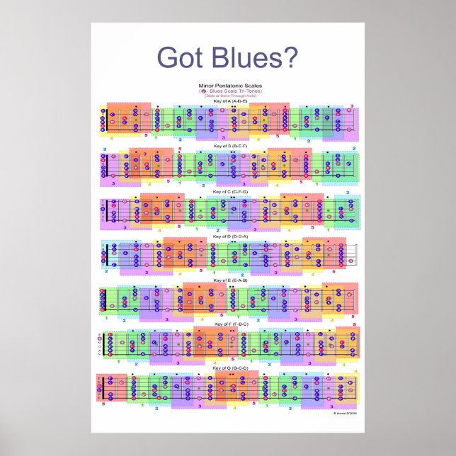 Vous avez du blues ? Poster de l'échelle de guitar (Devant)