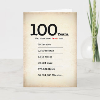 Vous avez été aimé 100 ans, Carte d'anniversaire