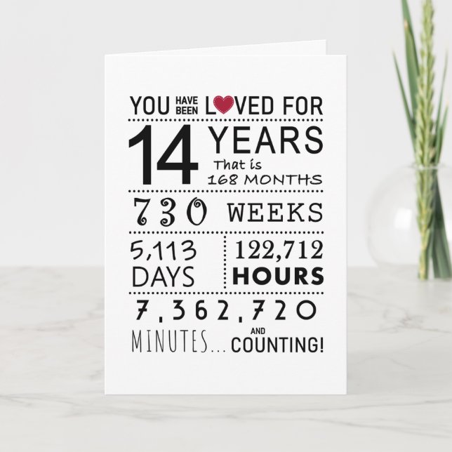 Vous Avez Été Aimé 14ème Carte Anniversaire (Devant)