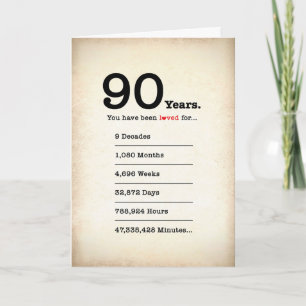 Vous avez été aimé 90 ans, Carte d'anniversaire