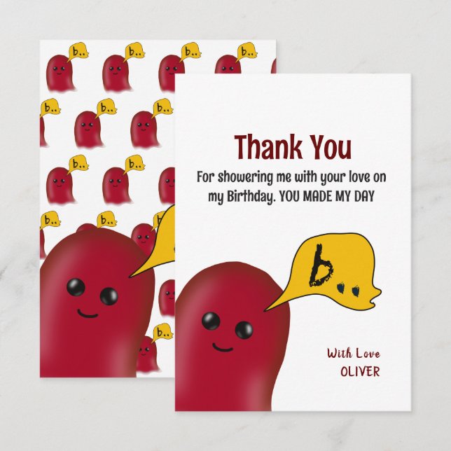 Vous Avez Fait Mon Carte de remerciements Annivers (Devant / Derrière)