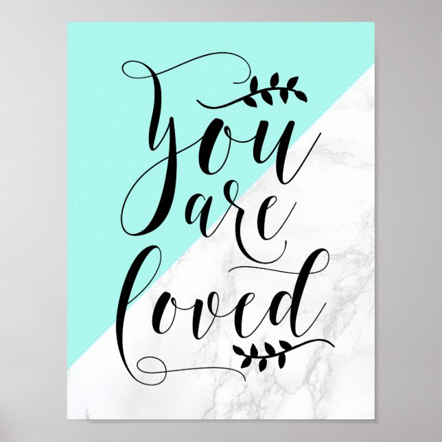 Vous êtes aimé | Affiche de nurserie en faux marbr (Devant)