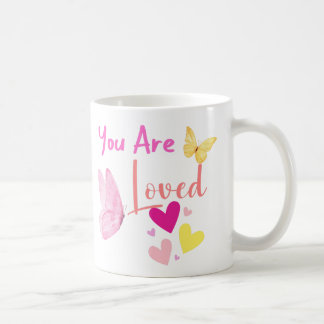 vous êtes AMOUREUX, papillon rose COEUR MUG