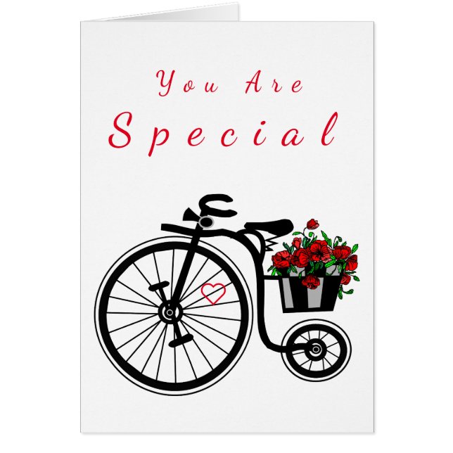 Vous Êtes Carte Spéciale Fleurs Romantiques Vélo (Devant)