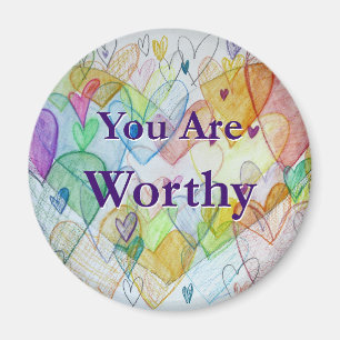 Vous Êtes Digne Coeurs Art Frigo Aimants