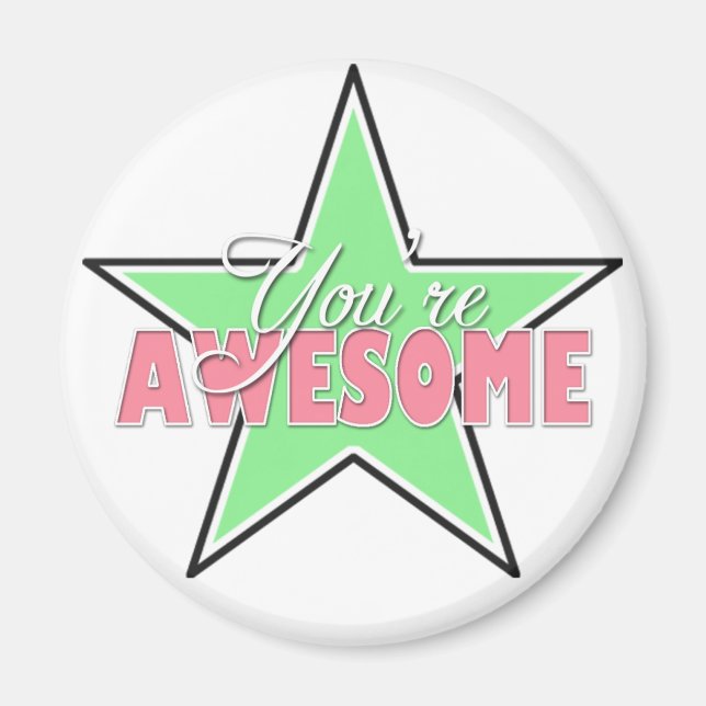 Vous êtes fantastique - Magnet Green & Pink Star (Devant)