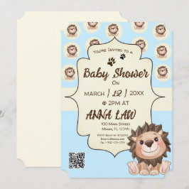 Vous êtes Grrreat Cute Lion Baby Boy Invitation