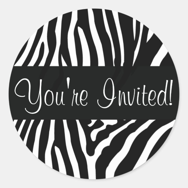 Vous êtes Invité Sticker Enveloppe Zebra (Devant)