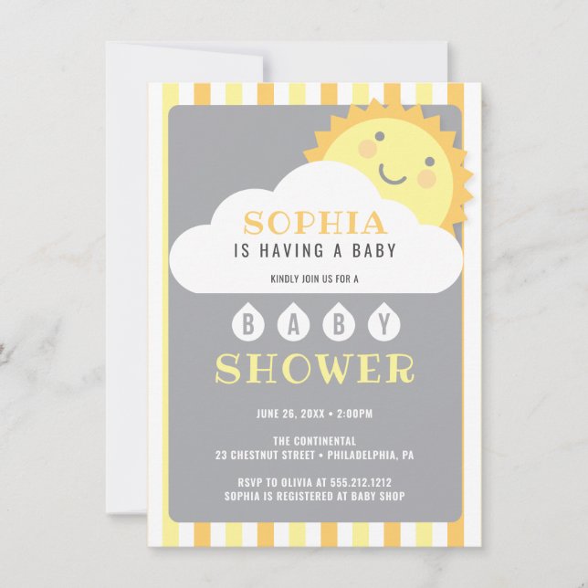 Vous Êtes Ma Sunshine Baby shower Invitation Card (Devant)