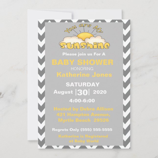 Vous Êtes Mon Baby shower Sunshine Invitation (Devant)