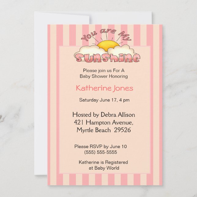 Vous Êtes Mon Baby shower Sunshine Invitation (Devant)