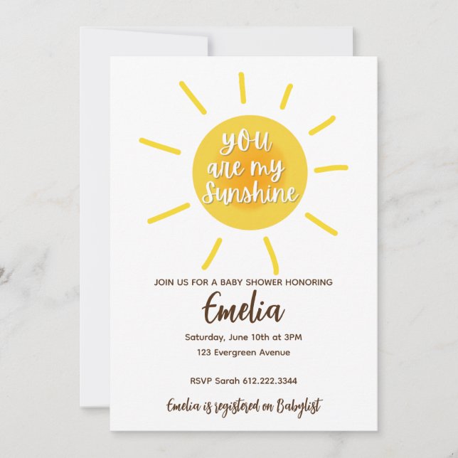 Vous Êtes Mon Baby shower Sunshine Invitation (Devant)
