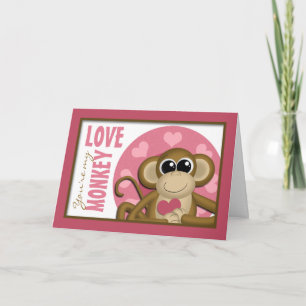 Vous êtes mon singe d'amour - Carte de vœux rose m
