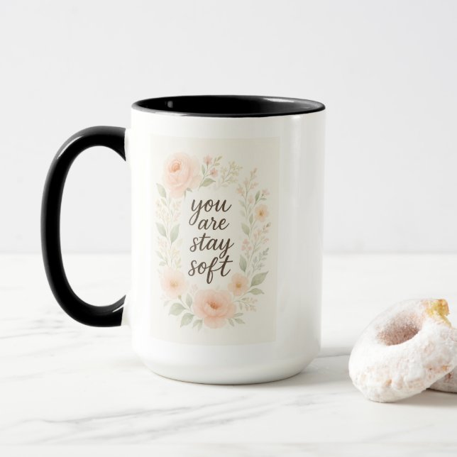 Vous êtes, Restez doux - Mug rose rose avec Emp do (Avec donut)
