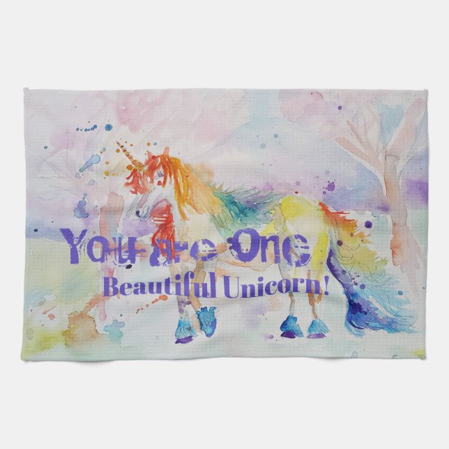 Vous Êtes Une Belle Unicorne ! Serviette de thé (Horizontal)