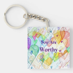 Vous êtes Worthy Hearts Art Porte - clé cadeau