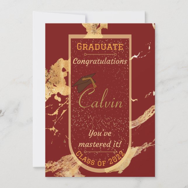 Vous l'avez maîtrisée carte de graduation en marbr (Devant)