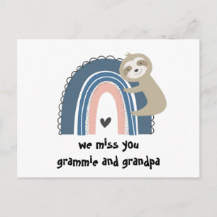 Vous Manquez Rainbow Sloth Grandparents Carte Post