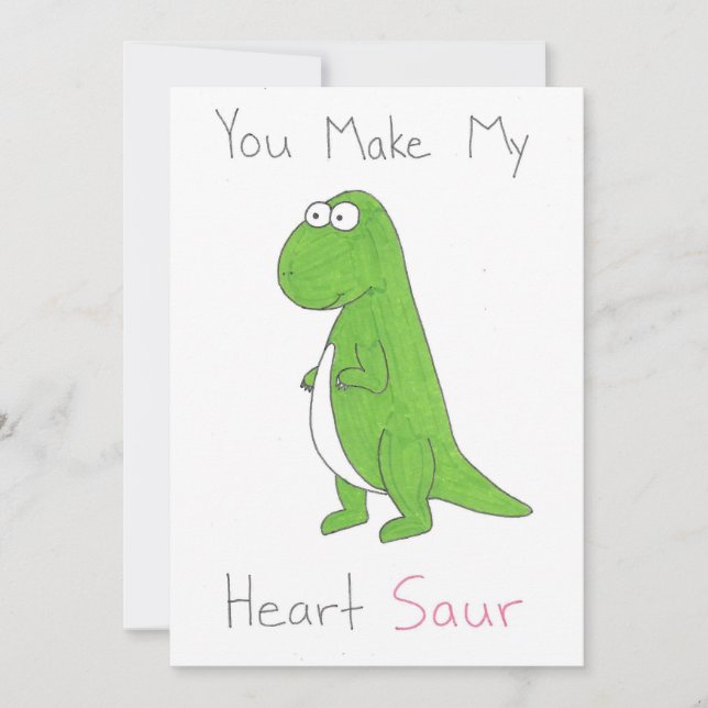 Vous rendez mon cœur joli carte plate de dinosaure (Devant)