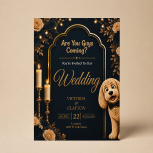 Vous venez ? Chien drôle Invitation de mariage ble