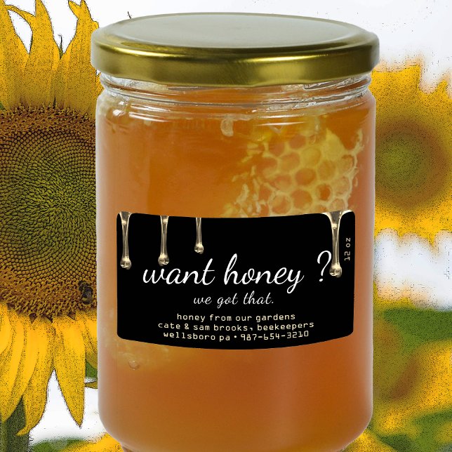 Vous voulez du miel ? Étiquette noir gouttes de mi (Créateur téléchargé)