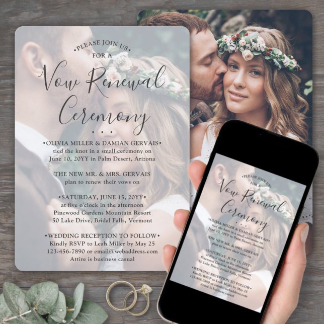 Vow Renewal Elegant Photo Overlay Sequel Wedding Einladung (Von Creator hochgeladen)