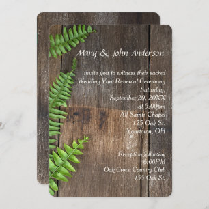 Vow Renewal Fern über rustikales Holz Einladung