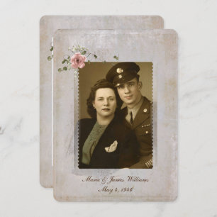 Vow Renewal Foto Rahmen und Rosenbukett Einladung