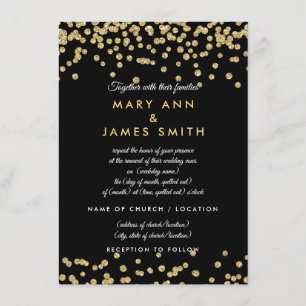 Vow Renewal Gold Imitate Glitzer Confetti Black Einladung