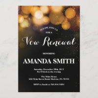 Vow Renewal Invitation Card Gold Glitzer