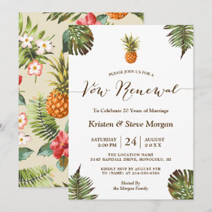 Vow Renewal Party - Summer Luau Ananas Blätter Einladung