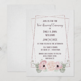 Vow Renewal Pink Anemone und Glitzer Frame Einladu Einladung
