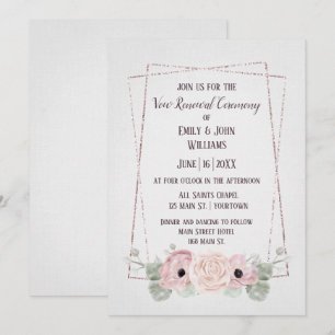 Vow Renewal Pink Anemone und Glitzer Frame Einladu Einladung
