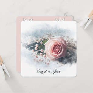 Vow Renewal Pink Rose auf Klaviertasten Einladung