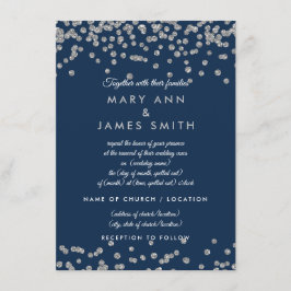 Vow Renewal Silver Imitats Glitzer Confetti Navy B Einladung
