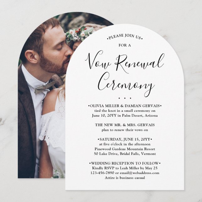 Vow Renewal Zeremonie Elegantes Foto Sequel Hochze Einladung (Vorne/Hinten)