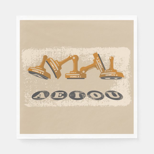 Vowels AEIOU Englisch Serviette (Vorderseite)