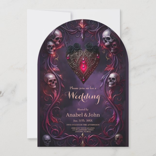 Vows Beyond the Veil – Gothic Wedding Art Einladung (Vorderseite)
