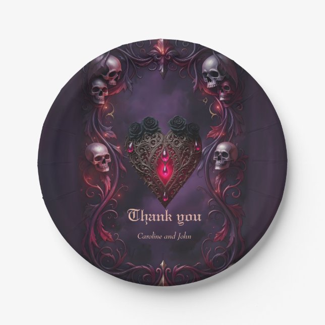 Vows Beyond the Veil – Gothic Wedding Art  Pappteller (Vorderseite)
