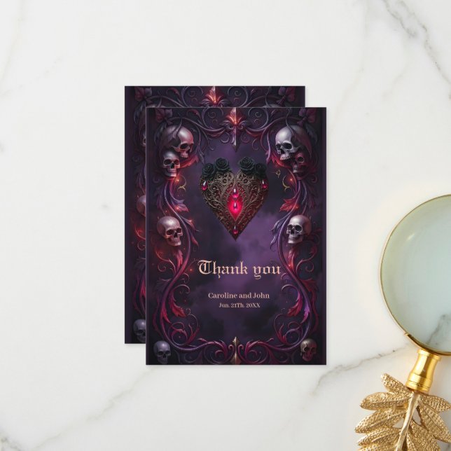 Vows Beyond the Veil – Gothic Wedding Dankeskarte (Vorderseite/Rückseite Beispiel)