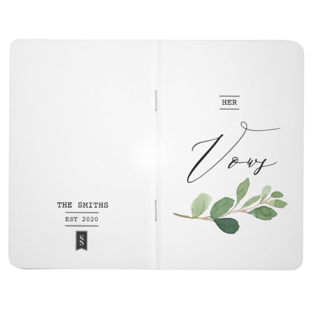 Vows Livre personnalisé minimaliste verdure aquare (Extérieur)