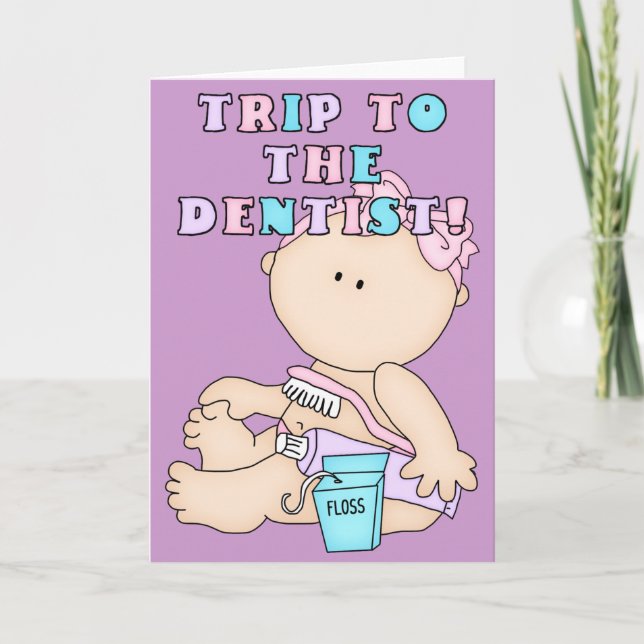Voyage à la carte de voeux pour bébé dentiste (Devant)