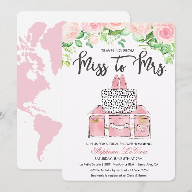 Voyage à thème Floral nuptiale Invitation (Devant / Derrière)