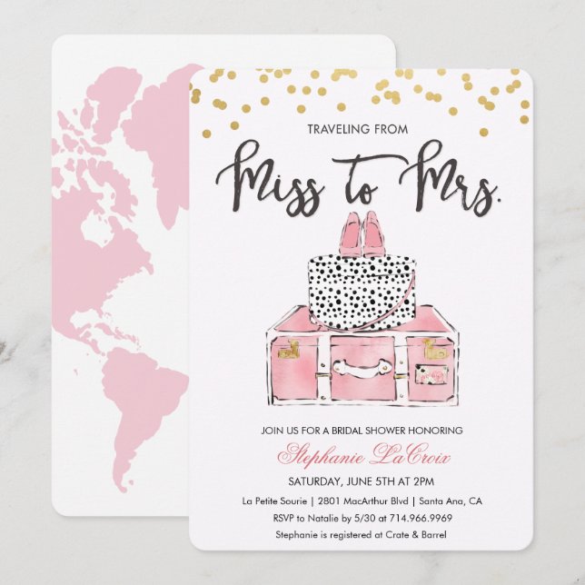 Voyage à thème Floral nuptiale Invitation (Devant / Derrière)