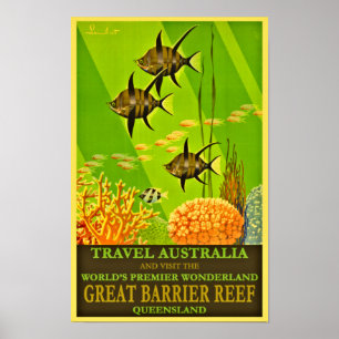 Voyage Australie Poster vintage-Grande barrière de