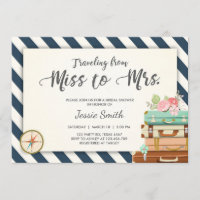 Voyage Bridal douche invitation Mlle à Mme Navy