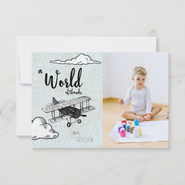 Voyage d'avion vintage | Carte de remerciements (Devant)