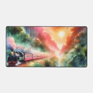 Voyage en train au coucher de soleil tropical à l'
