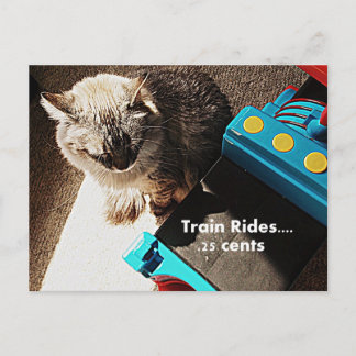 Voyage en train Cat Carte postale