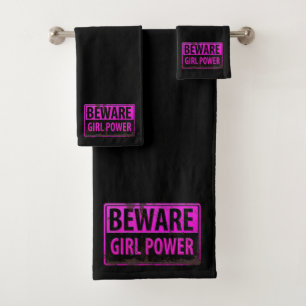 VOYAGE Fille Power - Panneau en métal noir rose Da